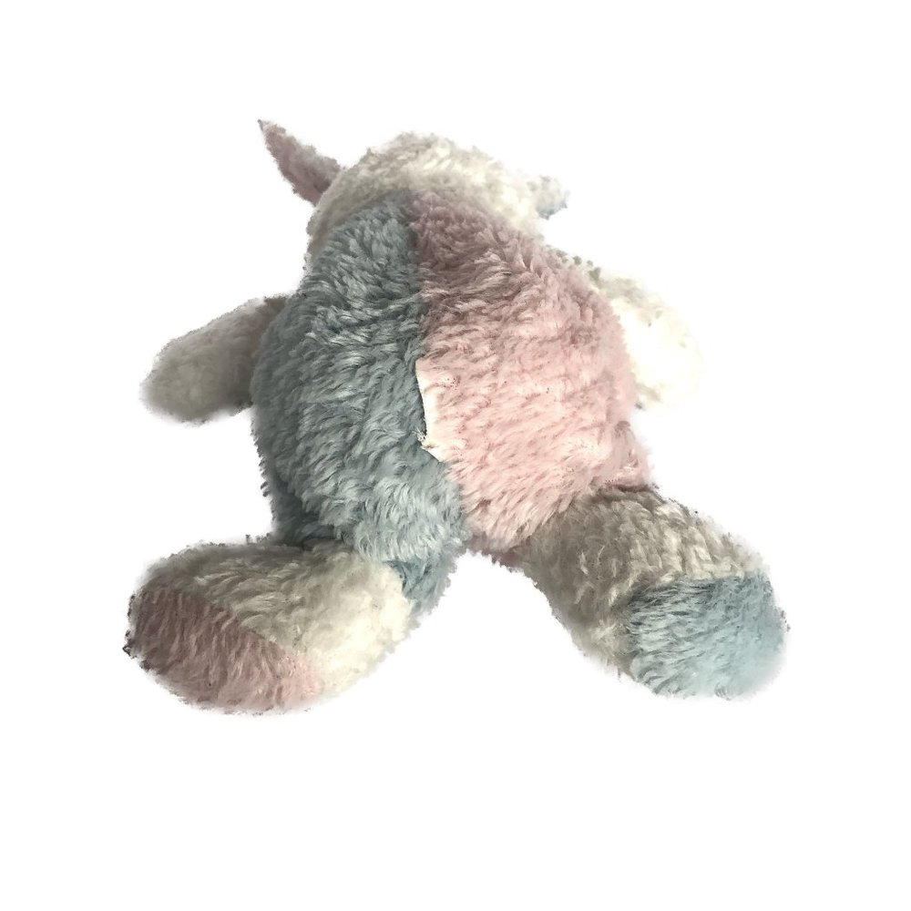 Unbranded Bunny Rabbit Plush White Pink Blue Multicolor Ribbon Bow 6" - Picture 5 of 5